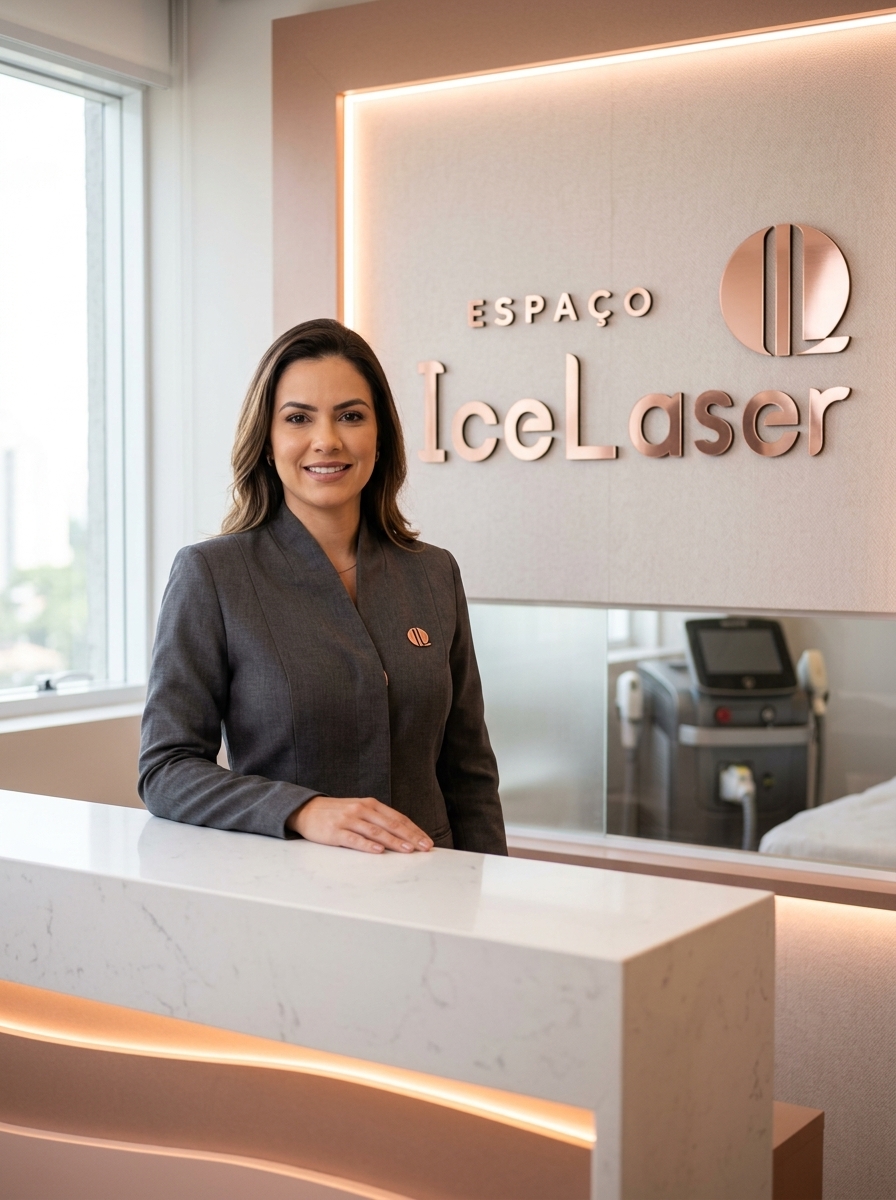 Profissional Ice Laser na recepção da unidade