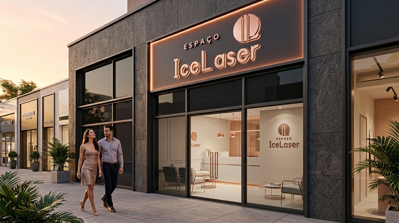 Fachada de unidade Ice Laser em rua comercial